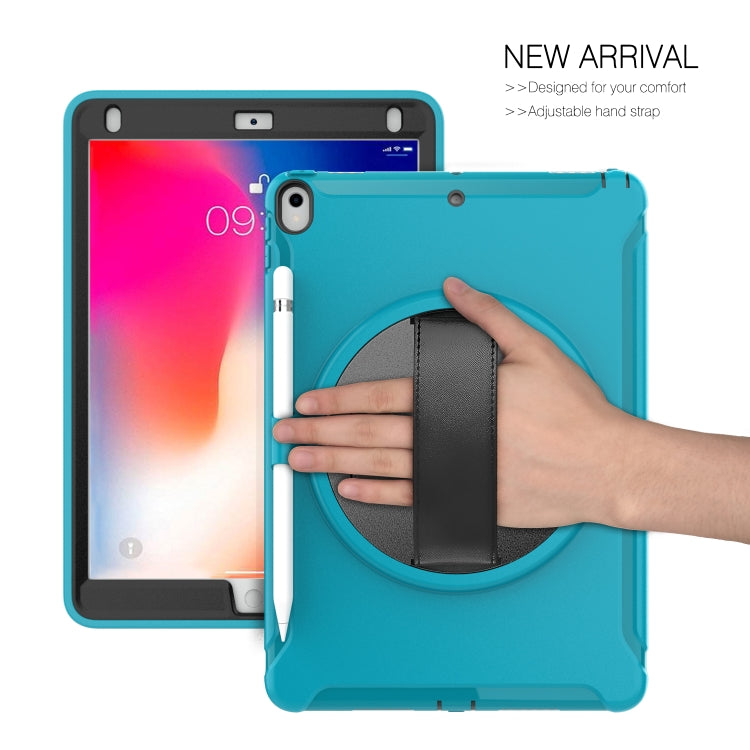 For iPad Pro 10.5 inch 360 Degree Rotation PC+TPU Protective Cover with Holder & Hand Strap(Light Blue) - iPad Pro 10.5 inch Cases by buy2fix | Online Shopping UK | buy2fix