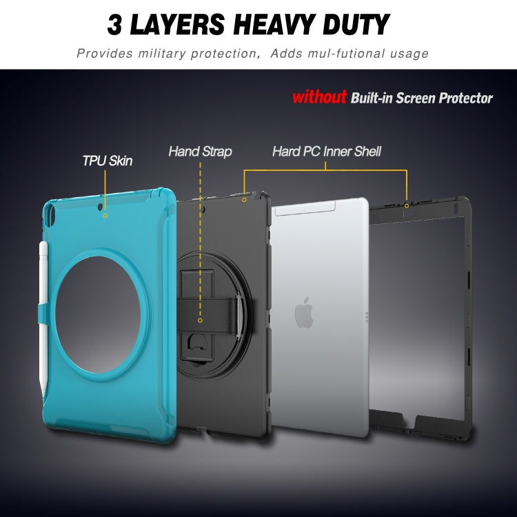 For iPad Pro 10.5 inch 360 Degree Rotation PC+TPU Protective Cover with Holder & Hand Strap(Light Blue) - iPad Pro 10.5 inch Cases by buy2fix | Online Shopping UK | buy2fix