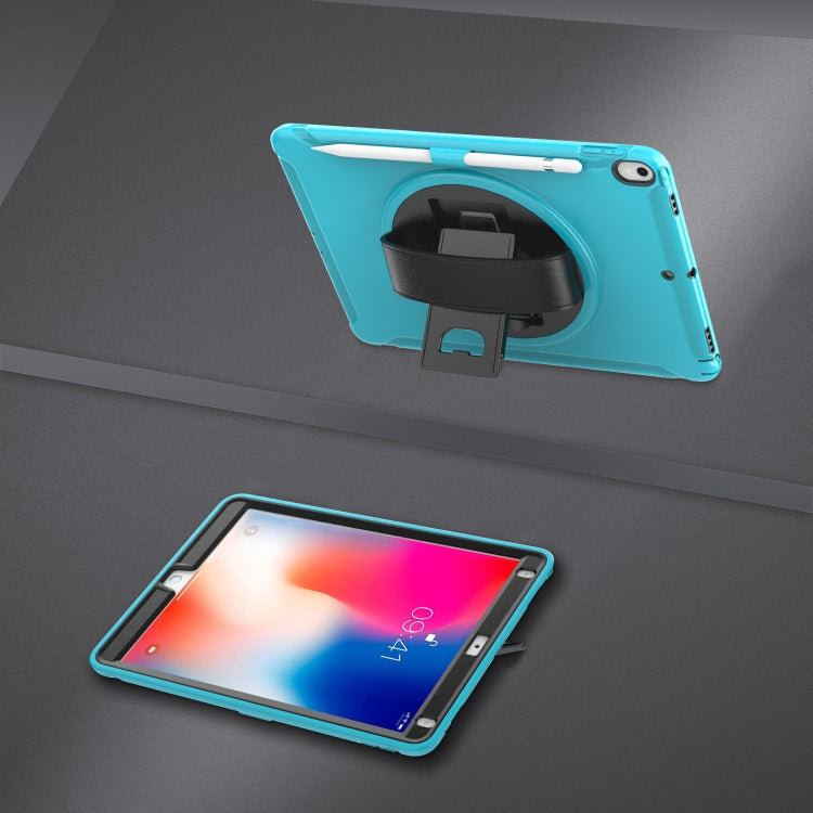 For iPad Pro 10.5 inch 360 Degree Rotation PC+TPU Protective Cover with Holder & Hand Strap(Light Blue) - iPad Pro 10.5 inch Cases by buy2fix | Online Shopping UK | buy2fix