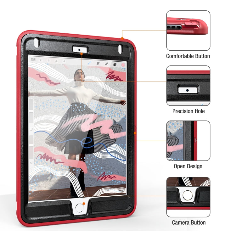 For iPad mini (2019) & mini 4 360 Degree Rotation PC+TPU Protective Cover with Holder & Hand Strap(Red) - iPad mini (2019) / mini 5 Cases by buy2fix | Online Shopping UK | buy2fix