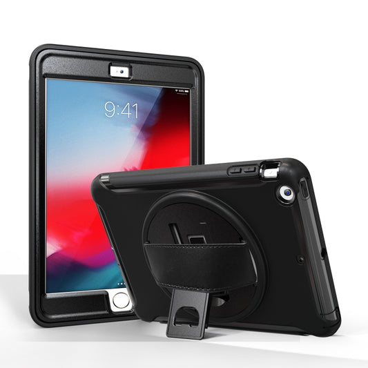 For iPad mini 3 & 2 & 1 360 Degree Rotation PC+TPU Protective Cover with Holder & Hand Strap(Black) - iPad Mini 4 & 3 & 2 & 1 Cases by buy2fix | Online Shopping UK | buy2fix
