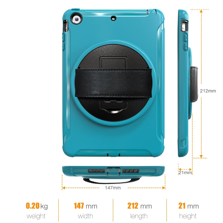 For iPad mini 3 & 2 & 1 360 Degree Rotation PC+TPU Protective Cover with Holder & Hand Strap(Light Blue) - iPad Mini 4 & 3 & 2 & 1 Cases by buy2fix | Online Shopping UK | buy2fix