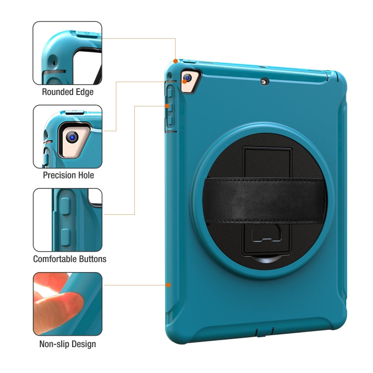 For iPad 9.7 inch (2017) 360 Degree Rotation PC+TPU Protective Cover with Holder & Hand Strap(Light Blue) - iPad 9.7 (2018) & (2017) Cases by buy2fix | Online Shopping UK | buy2fix