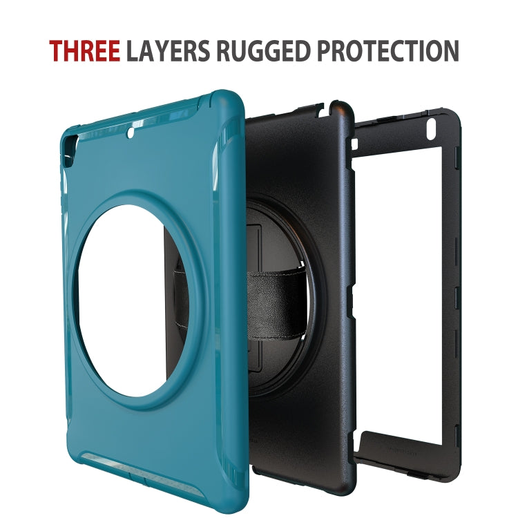 For iPad 9.7 inch (2017) 360 Degree Rotation PC+TPU Protective Cover with Holder & Hand Strap(Light Blue) - iPad 9.7 (2018) & (2017) Cases by buy2fix | Online Shopping UK | buy2fix