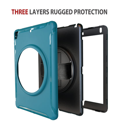 For iPad 9.7 inch (2017) 360 Degree Rotation PC+TPU Protective Cover with Holder & Hand Strap(Light Blue) - iPad 9.7 (2018) & (2017) Cases by buy2fix | Online Shopping UK | buy2fix