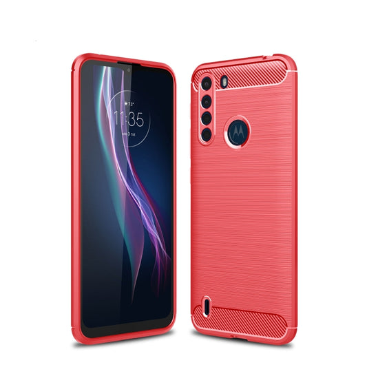 For Motorola One Fusion Brushed Texture Carbon Fiber TPU Case(Red) by buy2fix