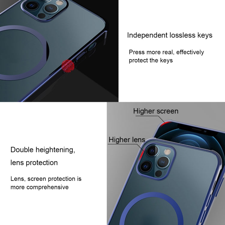 For iPhone 12 Pro Max Straight Side Laser Plating Full Coverage Clear TPU Shockproof Magsafe Case(Graphite Black) by buy2fix