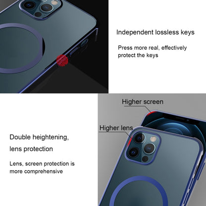 For iPhone 12 Pro Max Straight Side Laser Plating Full Coverage Clear TPU Shockproof Magsafe Case(Graphite Black) by buy2fix