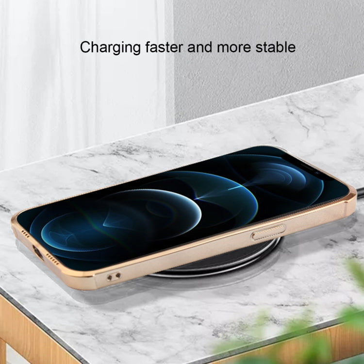 For iPhone 12 Pro Max Straight Side Laser Plating Full Coverage Clear TPU Shockproof Magsafe Case(Graphite Black) by buy2fix