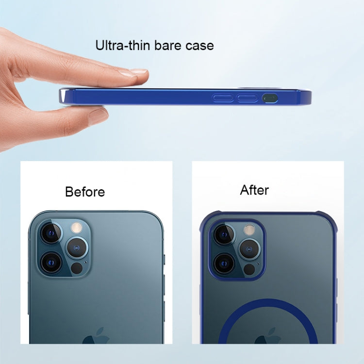 For iPhone 12 Pro Max Straight Side Laser Plating Full Coverage Clear TPU Shockproof Magsafe Case(Graphite Black) by buy2fix