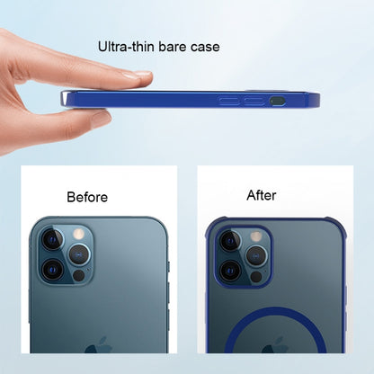 For iPhone 12 Pro Max Straight Side Laser Plating Full Coverage Clear TPU Shockproof Magsafe Case(Graphite Black) by buy2fix