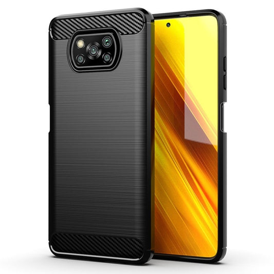 For Xiaomi Poco X3 NFC Brushed Texture Carbon Fiber TPU Case(Black) - Xiaomi Cases by buy2fix | Online Shopping UK | buy2fix