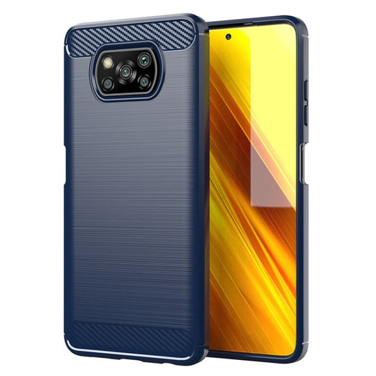For Xiaomi Poco X3 NFC Brushed Texture Carbon Fiber TPU Case(Navy Blue)