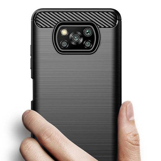For Xiaomi Poco X3 NFC Brushed Texture Carbon Fiber TPU Case(Red) - Xiaomi Cases by buy2fix | Online Shopping UK | buy2fix