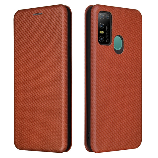 For DOOGEE N30 Carbon Fiber Texture Horizontal Flip TPU + PC + PU Leather Case with Card Slot(Brown) by buy2fix