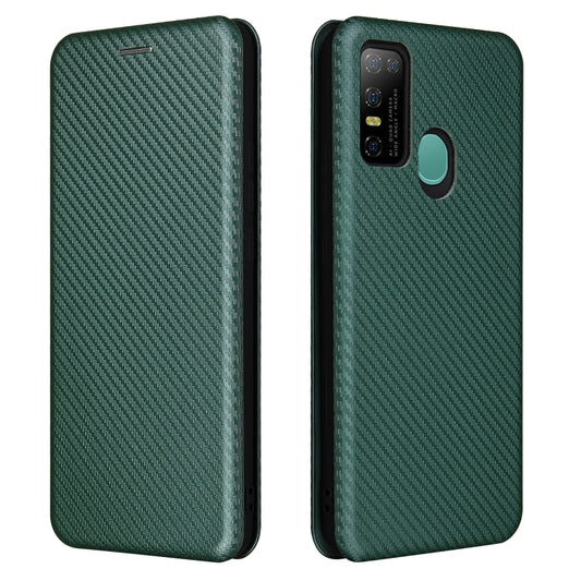 For DOOGEE N30 Carbon Fiber Texture Horizontal Flip TPU + PC + PU Leather Case with Card Slot(Green) by buy2fix
