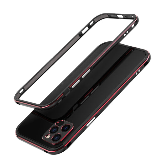 For iPhone 12 Pro Aurora Series Lens Protector + Metal Frame Protective Case(Black Red) - iPhone 12 / 12 Pro Cases by buy2fix | Online Shopping UK | buy2fix