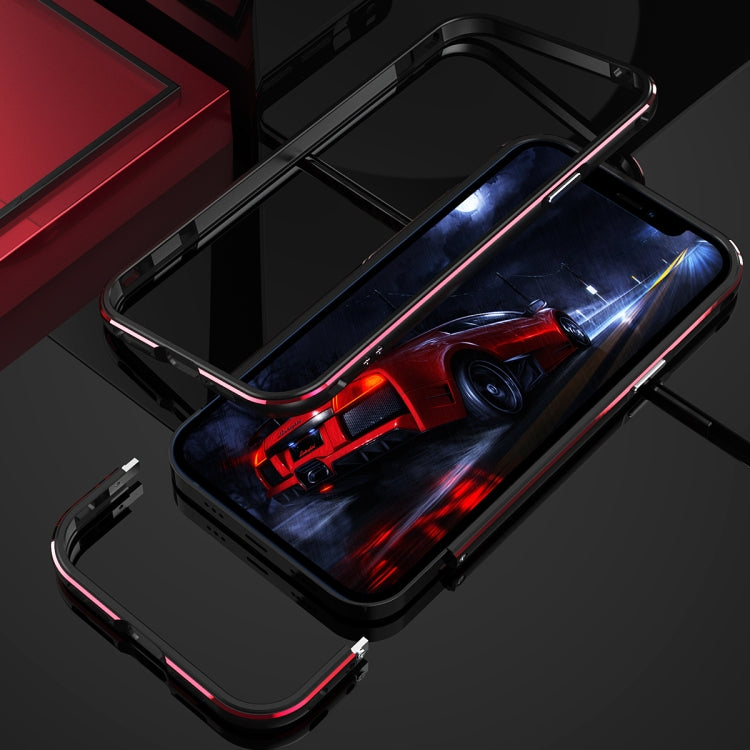 For iPhone 12 Pro Aurora Series Lens Protector + Metal Frame Protective Case(Black Red) - iPhone 12 / 12 Pro Cases by buy2fix | Online Shopping UK | buy2fix