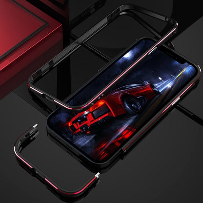For iPhone 12 Pro Aurora Series Lens Protector + Metal Frame Protective Case(Black Red) - iPhone 12 / 12 Pro Cases by buy2fix | Online Shopping UK | buy2fix