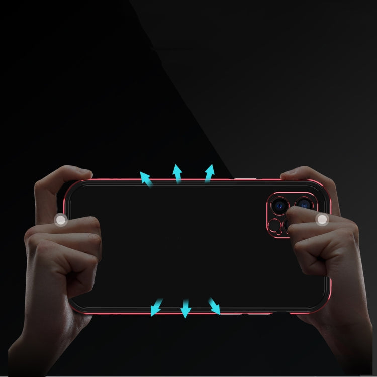 For iPhone 12 Pro Aurora Series Lens Protector + Metal Frame Protective Case(Black Red) - iPhone 12 / 12 Pro Cases by buy2fix | Online Shopping UK | buy2fix