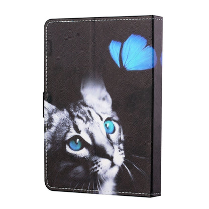 For 7 inch Tablet PC Universal Colored Drawing Horizontal Flip Leather Case with Holder & Card Slots(Butterfly Cat) - 7 inch by buy2fix | Online Shopping UK | buy2fix