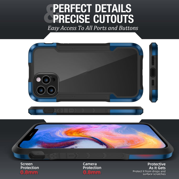 For iPhone 12 iPAKY Thunder Series Aluminum alloy Shockproof Protective Case(Blue) - iPhone 12 / 12 Pro Cases by iPAKY | Online Shopping UK | buy2fix