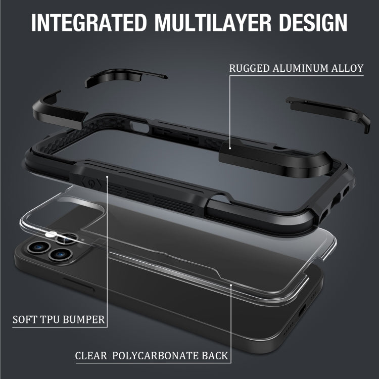 For iPhone 12 iPAKY Thunder Series Aluminum alloy Shockproof Protective Case(Black) - iPhone 12 / 12 Pro Cases by iPAKY | Online Shopping UK | buy2fix