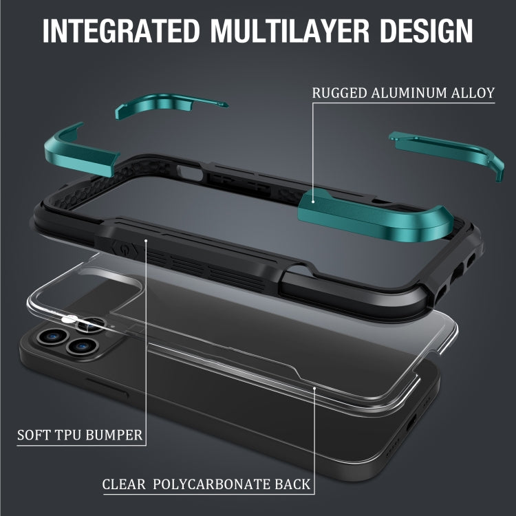 For iPhone 12 Pro iPAKY Thunder Series Aluminum alloy Shockproof Protective Case(Green) - iPhone 12 / 12 Pro Cases by iPAKY | Online Shopping UK | buy2fix