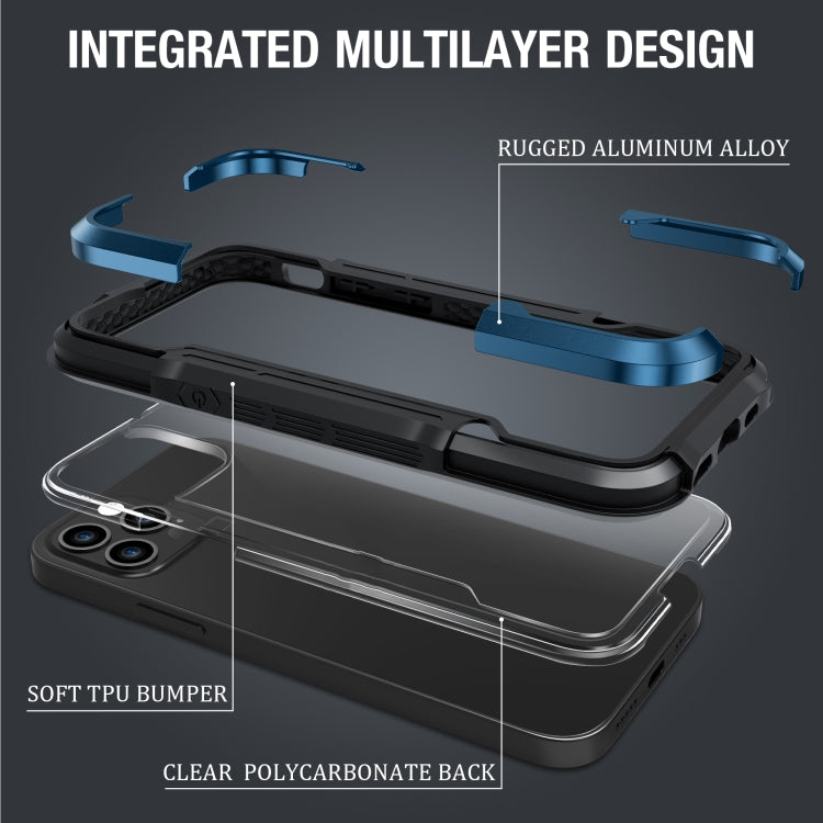 For iPhone 12 Pro iPAKY Thunder Series Aluminum alloy Shockproof Protective Case(Blue) - iPhone 12 / 12 Pro Cases by iPAKY | Online Shopping UK | buy2fix