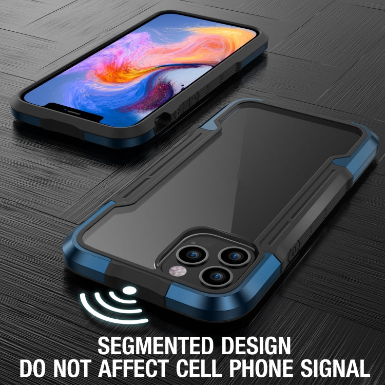 For iPhone 12 Pro iPAKY Thunder Series Aluminum alloy Shockproof Protective Case(Blue) - iPhone 12 / 12 Pro Cases by iPAKY | Online Shopping UK | buy2fix