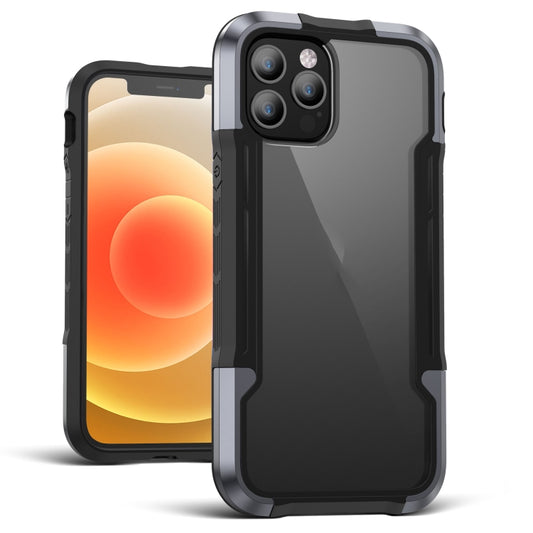 For iPhone 12 Pro iPAKY Thunder Series Aluminum alloy Shockproof Protective Case(Grey Black) - iPhone 12 / 12 Pro Cases by iPAKY | Online Shopping UK | buy2fix