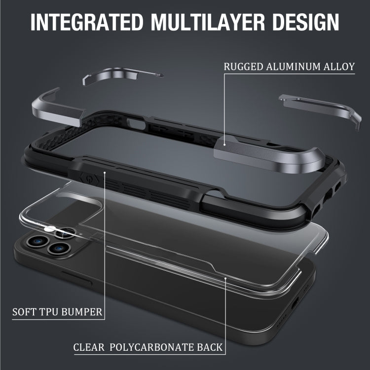 For iPhone 12 Pro iPAKY Thunder Series Aluminum alloy Shockproof Protective Case(Grey Black) - iPhone 12 / 12 Pro Cases by iPAKY | Online Shopping UK | buy2fix