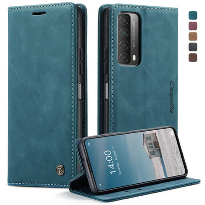 For Huawei P Smart 2021 CaseMe-013 Multifunctional Retro Frosted Horizontal Flip Leather Case with Card Slot & Holder & Wallet(Blue) - Huawei Cases by CaseMe | Online Shopping UK | buy2fix