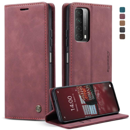 For Huawei P Smart 2021 CaseMe-013 Multifunctional Retro Frosted Horizontal Flip Leather Case with Card Slot & Holder & Wallet(Wine Red) - Huawei Cases by CaseMe | Online Shopping UK | buy2fix