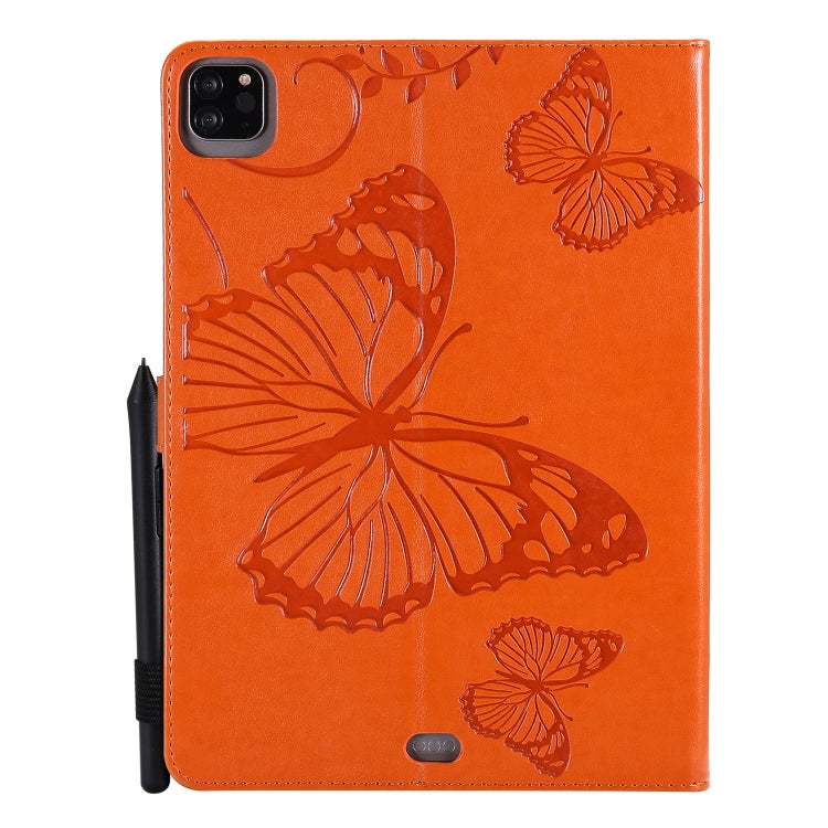 Pressed Printing Butterfly Pattern Horizontal Flip Leather Case with Holder & Card Slots & Wallet & Sleep / Wake-up Function For iPad Air 2022 / 2020 10.9 /iPad Pro 11 2020 / 2018(Orange) - iPad Air (2022) / (2020) 10.9 Cases by buy2fix | Online Shopping UK | buy2fix