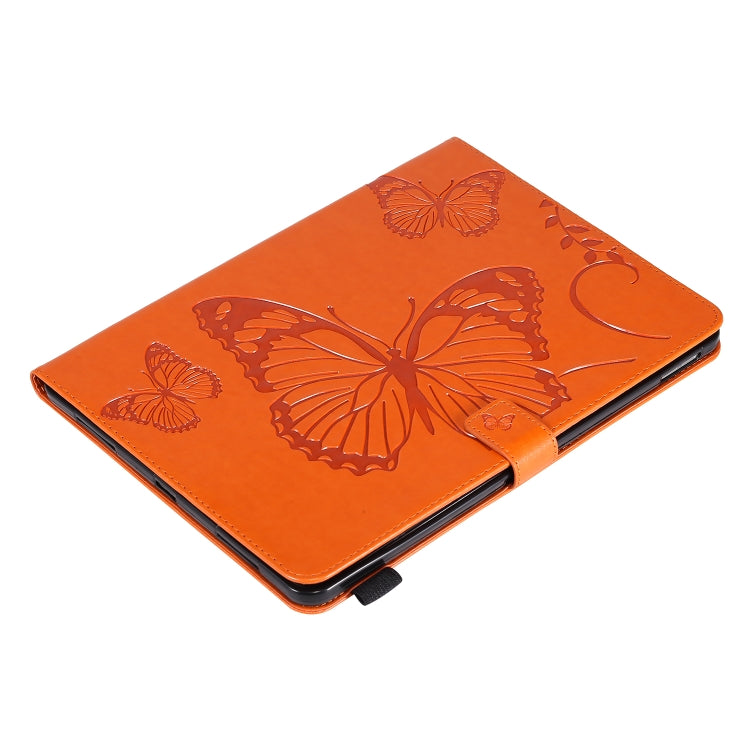 Pressed Printing Butterfly Pattern Horizontal Flip Leather Case with Holder & Card Slots & Wallet & Sleep / Wake-up Function For iPad Air 2022 / 2020 10.9 /iPad Pro 11 2020 / 2018(Orange) - iPad Air (2022) / (2020) 10.9 Cases by buy2fix | Online Shopping UK | buy2fix