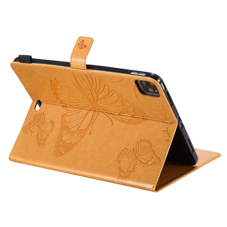 Pressed Printing Butterfly Pattern Horizontal Flip Leather Case with Holder & Card Slots & Wallet & Sleep / Wake-up Function For iPad Air 2022 / 2020 10.9 /iPad Pro 11 2020 / 2018(Yellow) - iPad Air (2022) / (2020) 10.9 Cases by buy2fix | Online Shopping UK | buy2fix