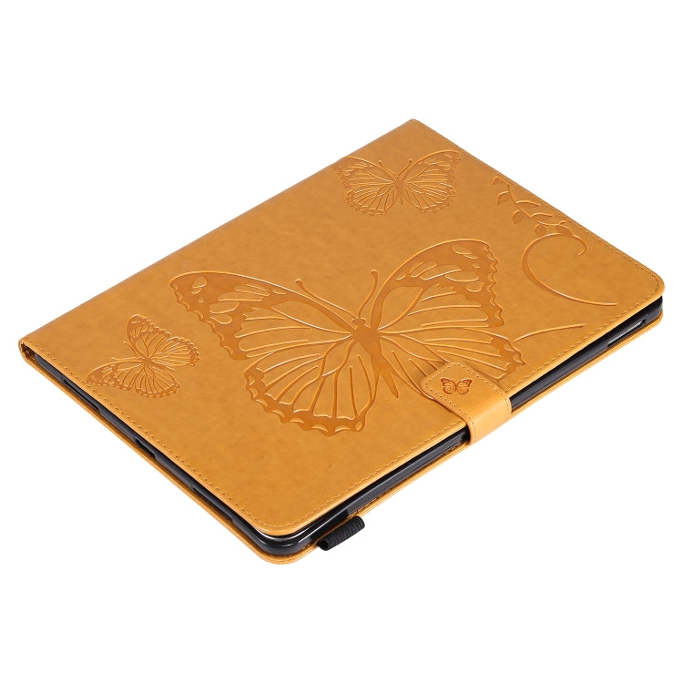 Pressed Printing Butterfly Pattern Horizontal Flip Leather Case with Holder & Card Slots & Wallet & Sleep / Wake-up Function For iPad Air 2022 / 2020 10.9 /iPad Pro 11 2020 / 2018(Yellow) - iPad Air (2022) / (2020) 10.9 Cases by buy2fix | Online Shopping UK | buy2fix
