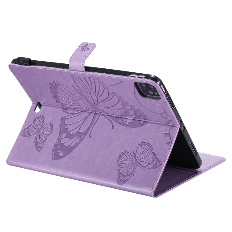 Pressed Printing Butterfly Pattern Horizontal Flip Leather Case with Holder & Card Slots & Wallet & Sleep / Wake-up Function For iPad Air 2022 / 2020 10.9 /iPad Pro 11 2020 / 2018(Purple) - iPad Air (2022) / (2020) 10.9 Cases by buy2fix | Online Shopping UK | buy2fix