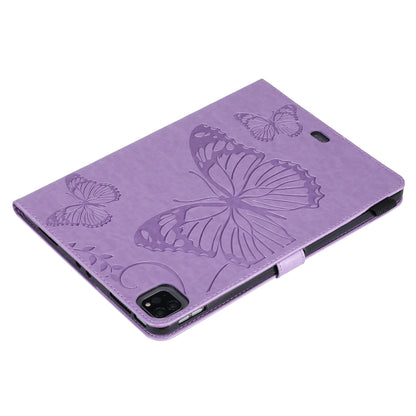 Pressed Printing Butterfly Pattern Horizontal Flip Leather Case with Holder & Card Slots & Wallet & Sleep / Wake-up Function For iPad Air 2022 / 2020 10.9 /iPad Pro 11 2020 / 2018(Purple) - iPad Air (2022) / (2020) 10.9 Cases by buy2fix | Online Shopping UK | buy2fix