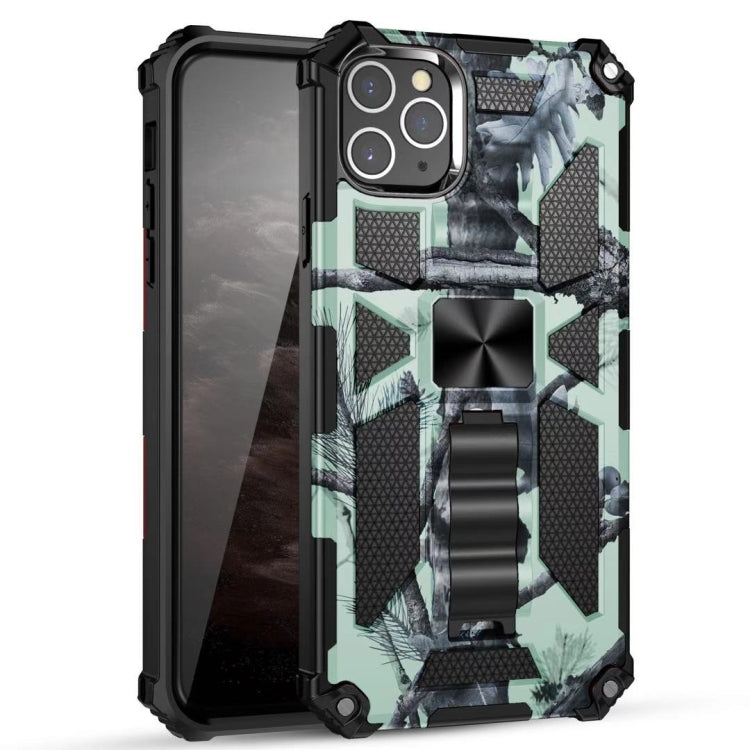For iPhone 12 Pro Max Camouflage Armor Shockproof TPU + PC Magnetic Protective Case with Holder(Mint Green) by buy2fix