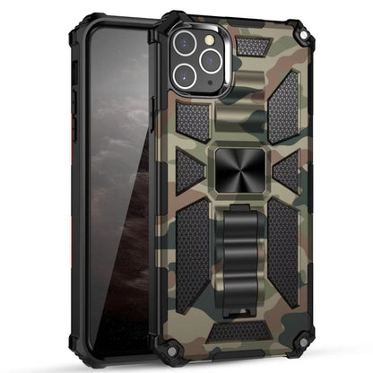 For iPhone 12 Pro Max Camouflage Armor Shockproof TPU + PC Magnetic Protective Case with Holder(Army Green) by buy2fix
