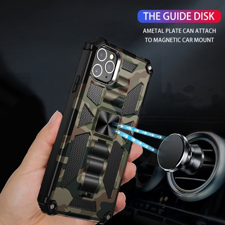 For iPhone 12 Pro Max Camouflage Armor Shockproof TPU + PC Magnetic Protective Case with Holder(Army Green) by buy2fix