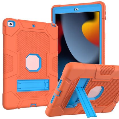 For iPad 10.2 2021 / 2020 / 2019 Contrast Color Robot Shockproof Silicone + PC Protective Case with Holder(Orange Blue) - iPad 10.2 Cases by buy2fix | Online Shopping UK | buy2fix