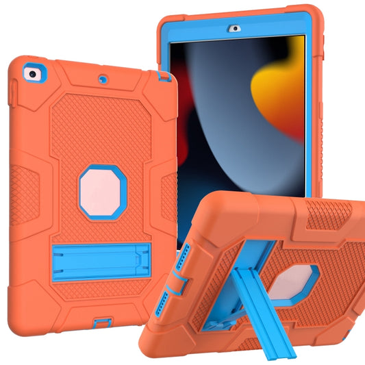 For iPad 10.2 2021 / 2020 / 2019 Contrast Color Robot Shockproof Silicone + PC Protective Case with Holder(Orange Blue) - iPad 10.2 Cases by buy2fix | Online Shopping UK | buy2fix