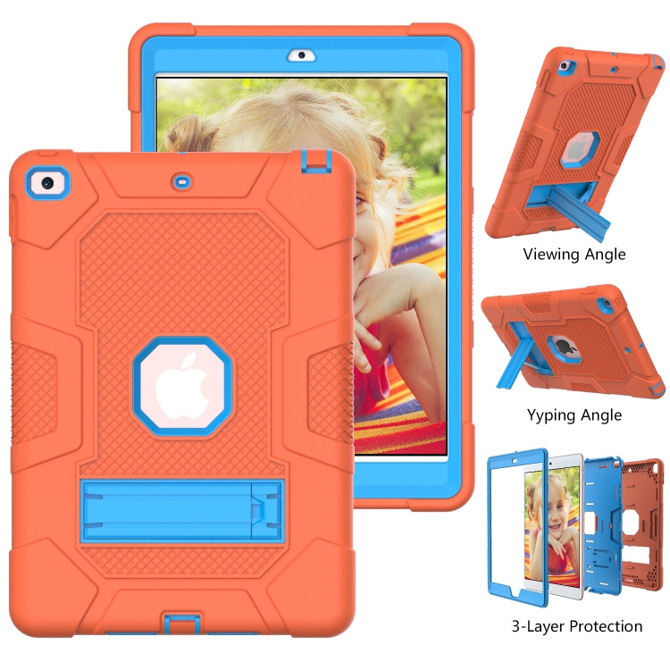 For iPad 10.2 2021 / 2020 / 2019 Contrast Color Robot Shockproof Silicone + PC Protective Case with Holder(Orange Blue) - iPad 10.2 Cases by buy2fix | Online Shopping UK | buy2fix