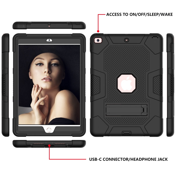 For iPad 10.2 2021 / 2020 / 2019 Contrast Color Robot Shockproof Silicone + PC Protective Case with Holder(Black) - iPad 10.2 Cases by buy2fix | Online Shopping UK | buy2fix