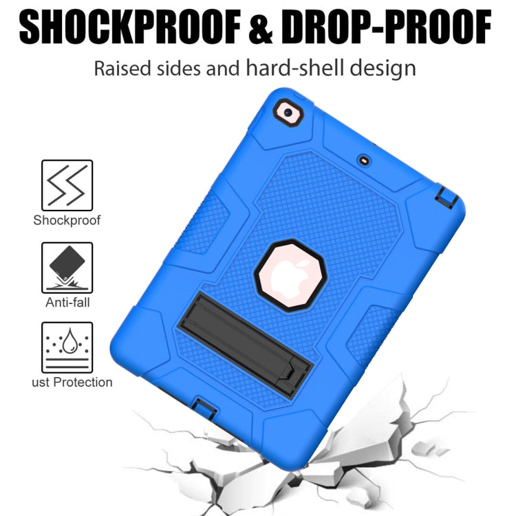 For iPad 10.2 2021 / 2020 / 2019 Contrast Color Robot Shockproof Silicone + PC Protective Case with Holder(Dark Blue Black) - iPad 10.2 Cases by buy2fix | Online Shopping UK | buy2fix