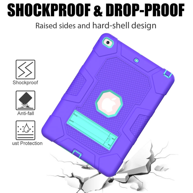 For iPad 10.2 2021 / 2020 / 2019 Contrast Color Robot Shockproof Silicone + PC Protective Case with Holder (Purple Mint Green) - iPad 10.2 Cases by buy2fix | Online Shopping UK | buy2fix