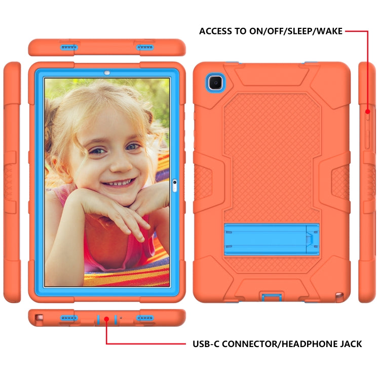For Samsung Galaxy Tab A7 10.4 (2020) T500 / T505 Contrast Color Robot Shockproof Silicone + PC Protective Case with Holder(Orange Blue) - Other Galaxy Tab PC by buy2fix | Online Shopping UK | buy2fix
